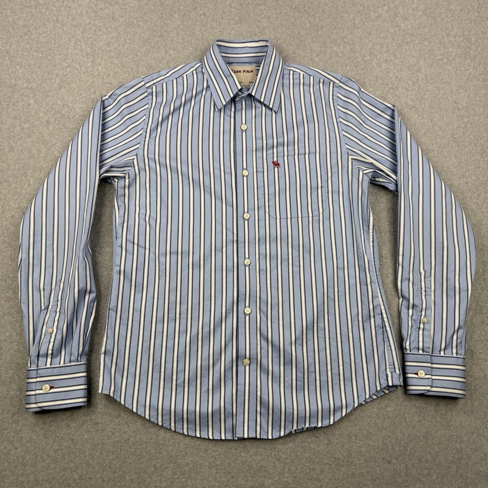 Ezra Fitch Shirt Mens Large Blue Striped Button Up Long Sleeve‎ Preppy Cotton